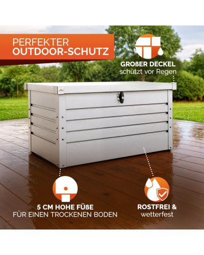 Gartenbox Metall 385L Hellgrau wasserdicht